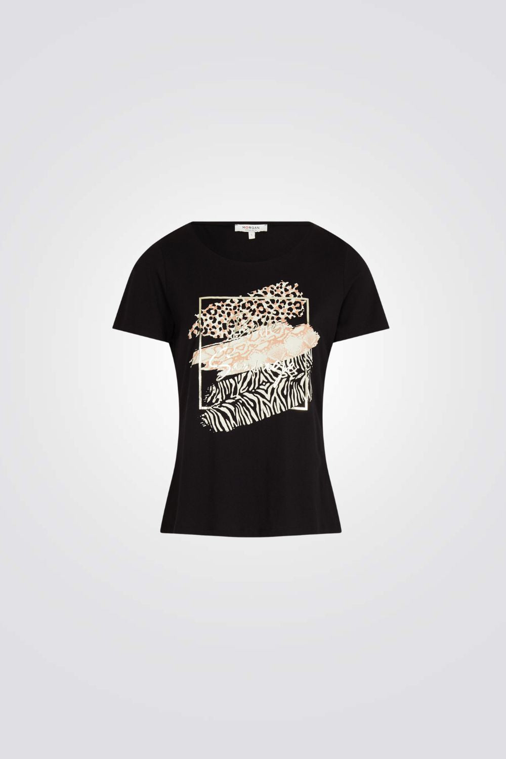 טישירט הדפס ANIMAL בחזית בצבע שחור