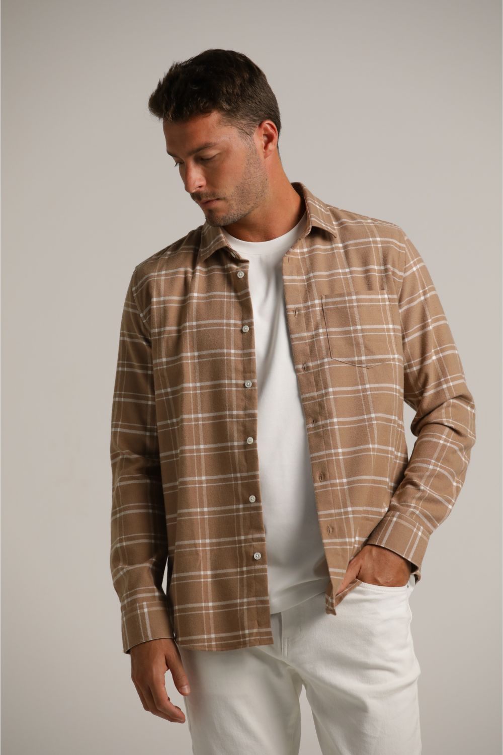 חולצת פלאנל מכופתרת בעיצוב משבצות | קנת קול