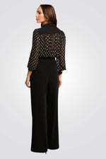 חולצה מכופתרת פליסה מנוקדת בצבע שחור