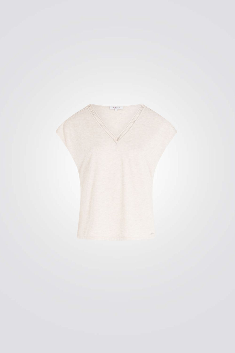 טישירט עם עיטורי קרושה בצבע בז'