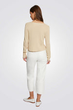 קרדיגן סגירת כפתור דיטיילס מטאלי בצבע בז'