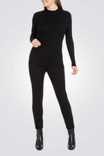 סריג ג'רסי ריב צווארון גבוה בצבע שחור