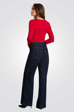 טישירט שרווך ארוך צווארון וי בצבע אדום