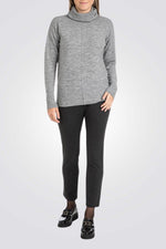 סריג משוחרר צווארון גולף בצבע אפור מלאנז'