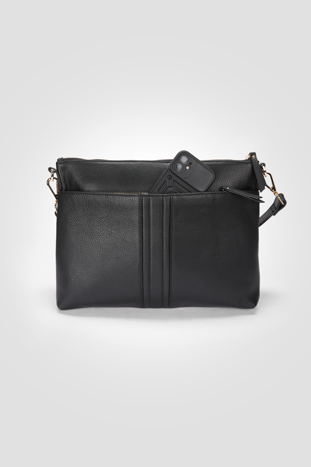 תיק צד עור בצבע שחור