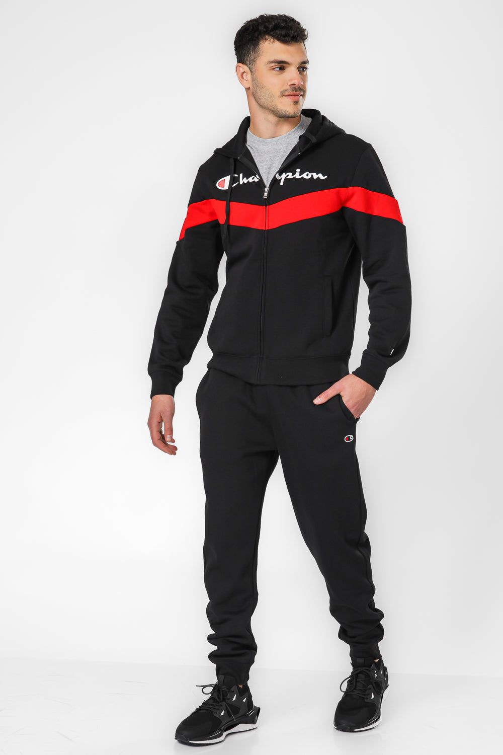 חליפה לגבר בצבע שחור ואדום