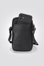 פאוץ' עור לטלפון נייד בצבע שחור