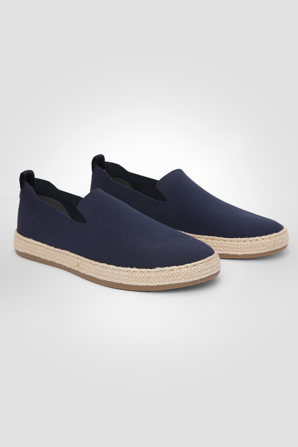 נעלי מוקסין לגברים באפקט סרוג בצבע נייבי