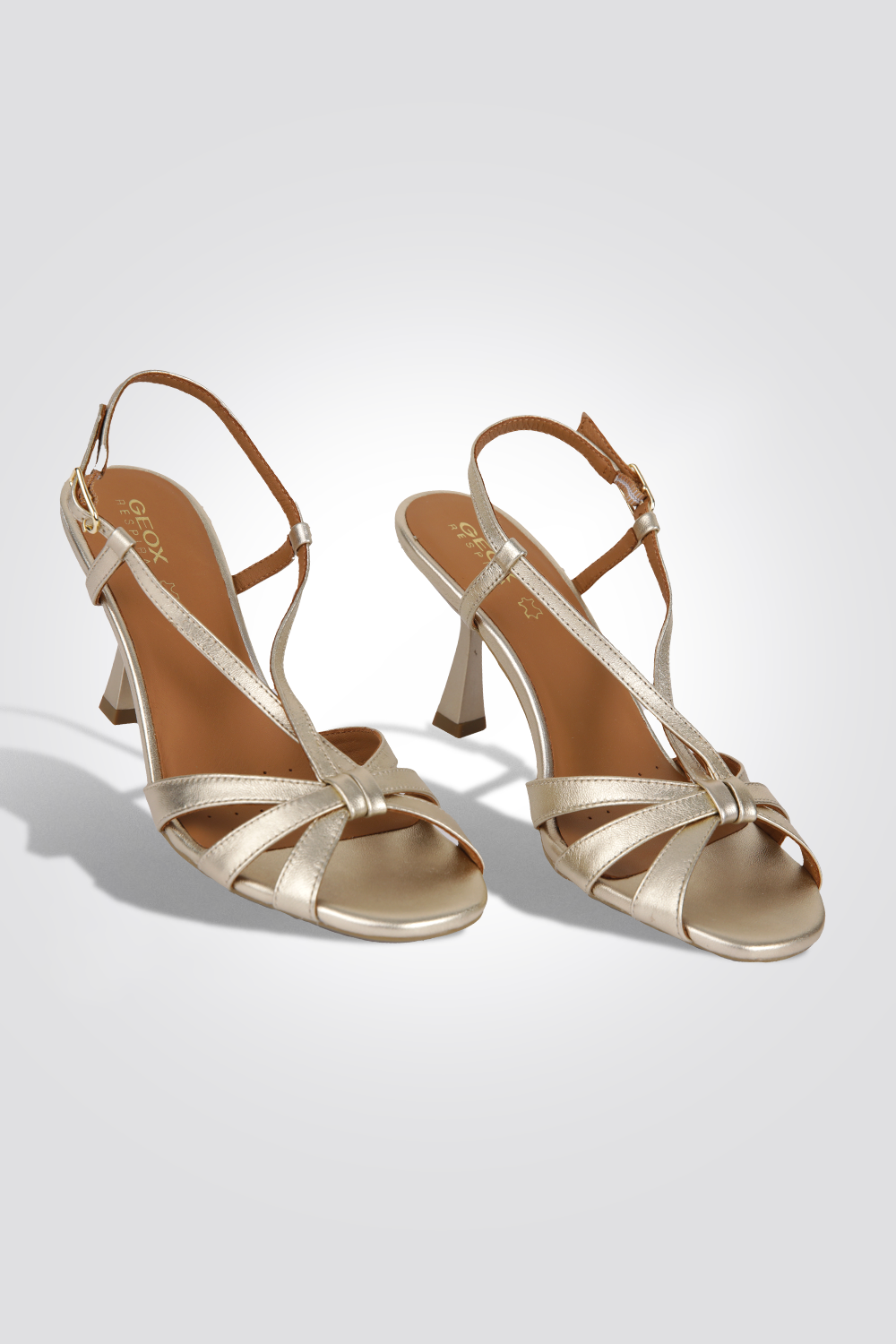 סנדלי עקב לנשים SANDALI PELLE TACCO SUP. 3 CM בצבע זהב