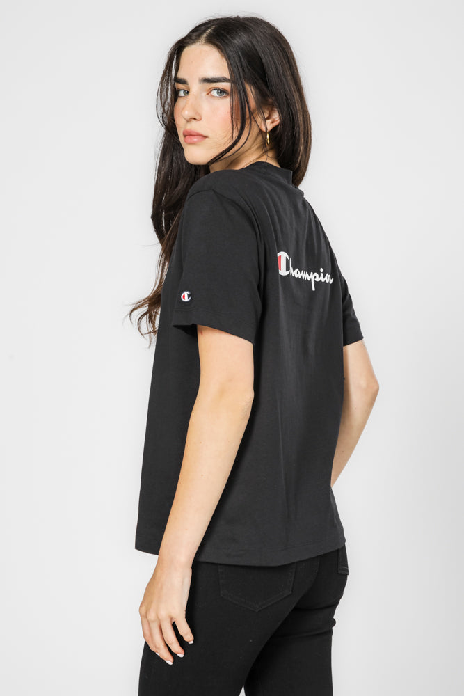 טישירט לנשים Crewneck בצבע שחור