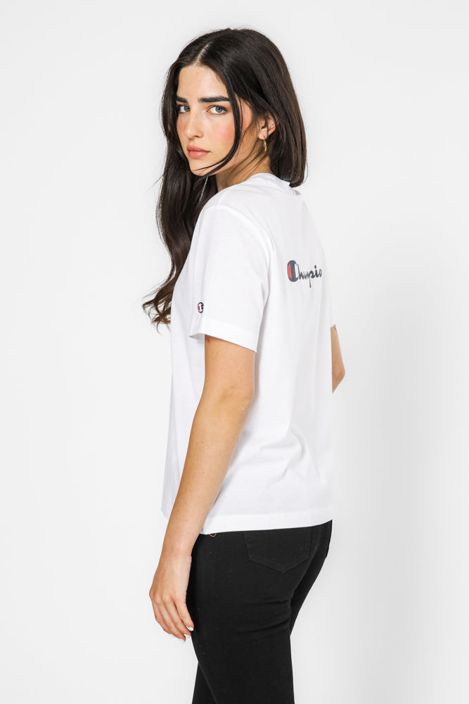 טישירט לנשים Crewneck בצבע לבן