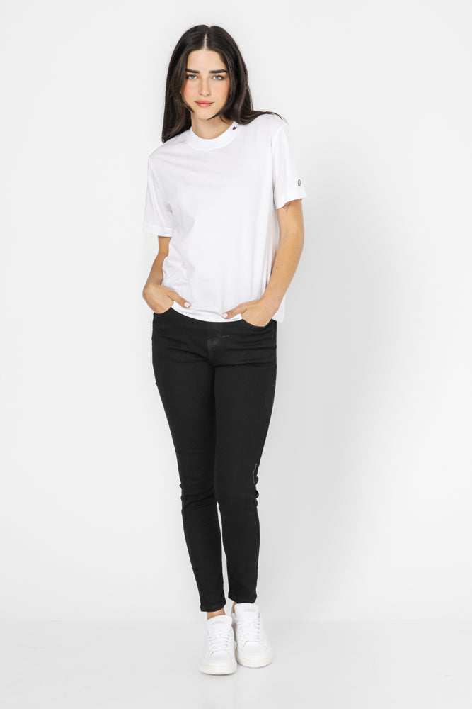 טישירט לנשים Crewneck בצבע לבן