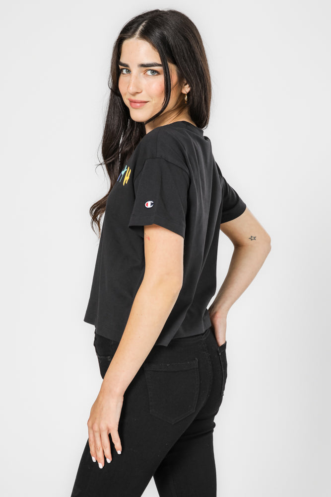 טישירט לנשים Crewneck בצבע שחור