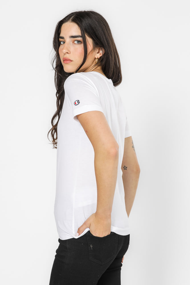 טישירט לנשים צאוורון V בצבע לבן