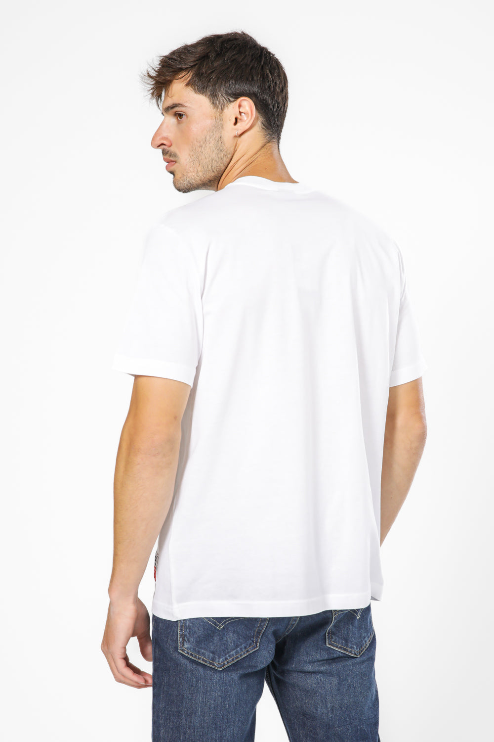 טישירט לגברים Crewneck בצבע לבן