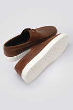 נעלי מוקסין עור לגברים AVOLA בצבע חום