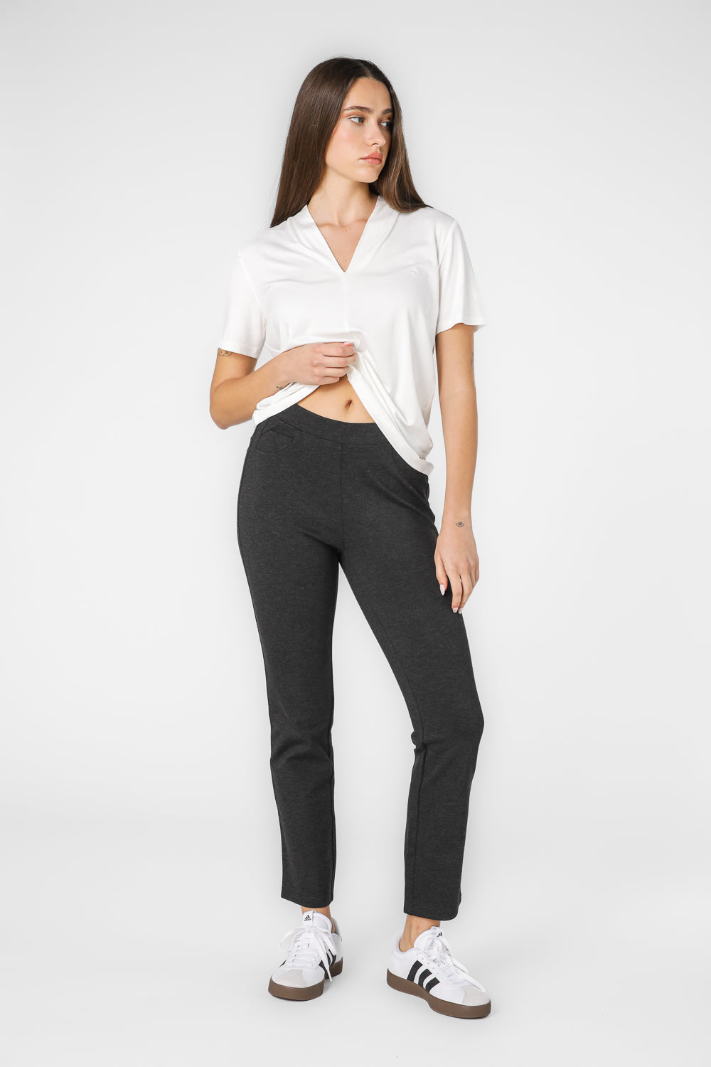 טייץ 7/8 לנשים בצבע אפור כהה