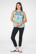 גופייה לנשים עם הדפס כחול וירוק 
