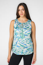 גופייה לנשים עם הדפס כחול וירוק 
