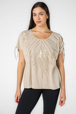 טישירט לנשים בצבע בז' 