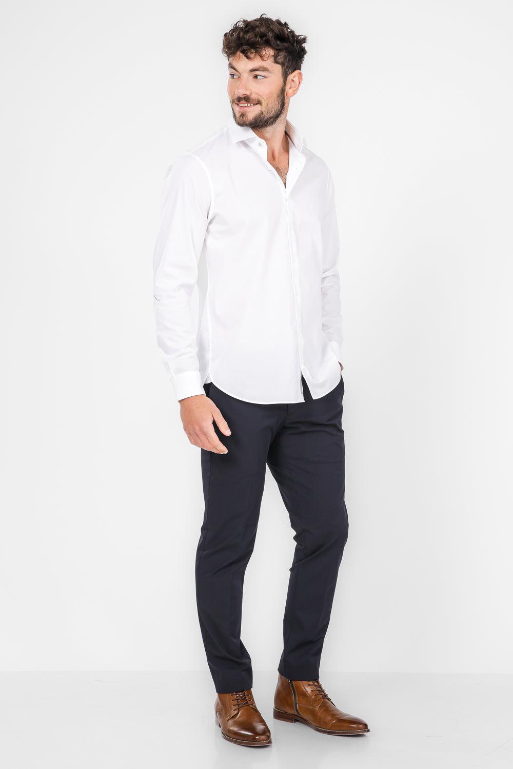 חולצה מכופתרת STRETCH MODERN בצבע לבן - MASHBIR//365