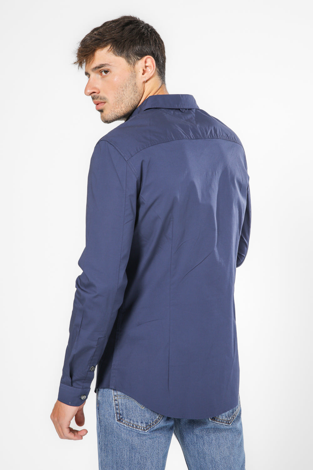 מכופתרת  STRETCH בצבע נייבי