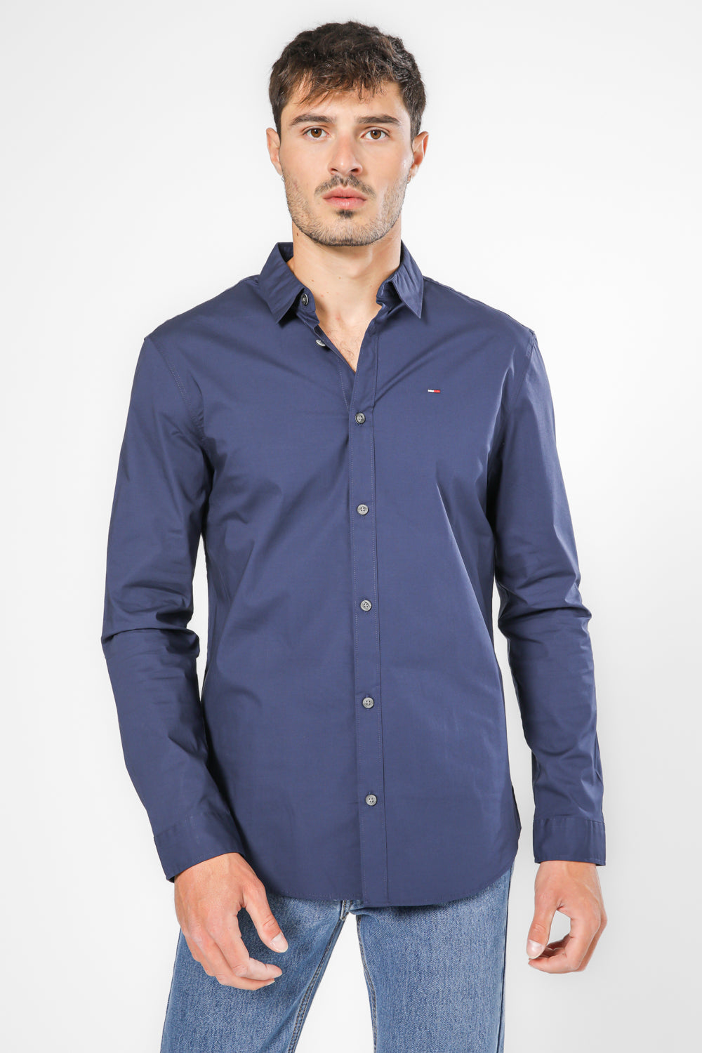 מכופתרת  STRETCH בצבע נייבי