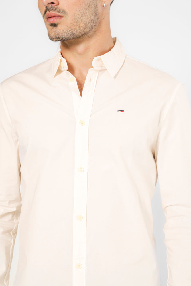 מכופתרת STRETCH בצבע לבן