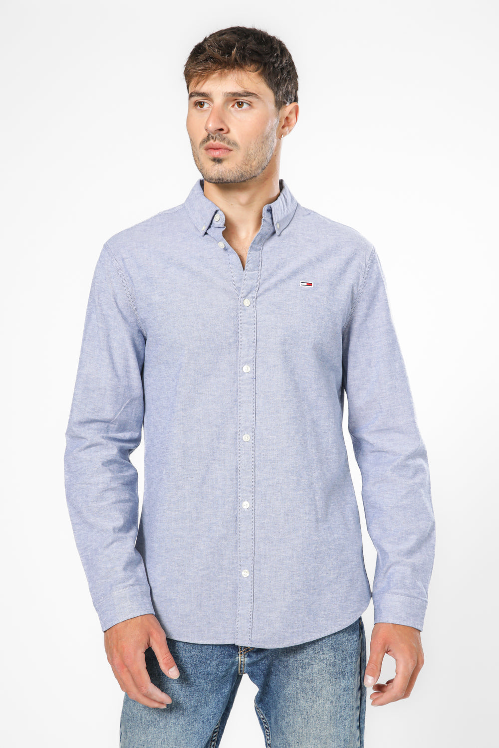 מכופתרת SLIM STRETCH OXFORD בצבע כחול