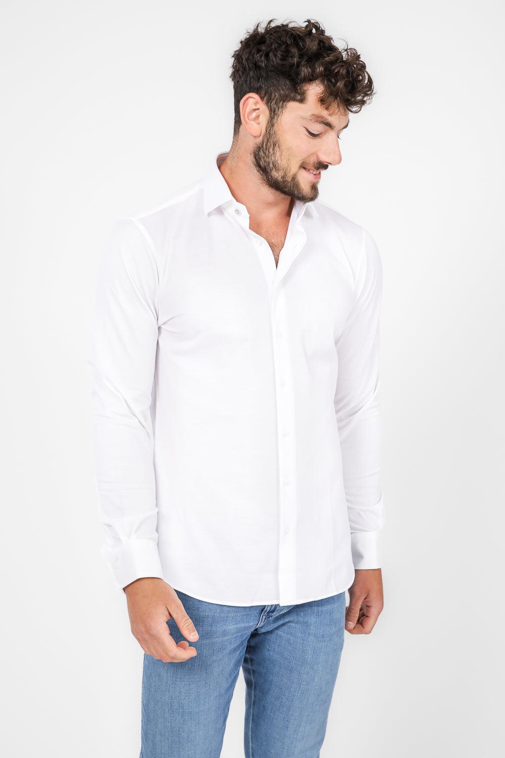 חולצה מכופתרת SOLID PIQUE בצבע לבן - MASHBIR//365