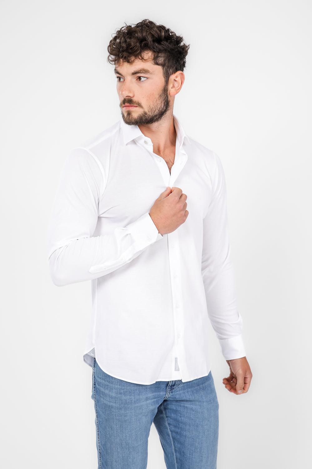 חולצה מכופתרת SOLID PIQUE בצבע לבן - MASHBIR//365