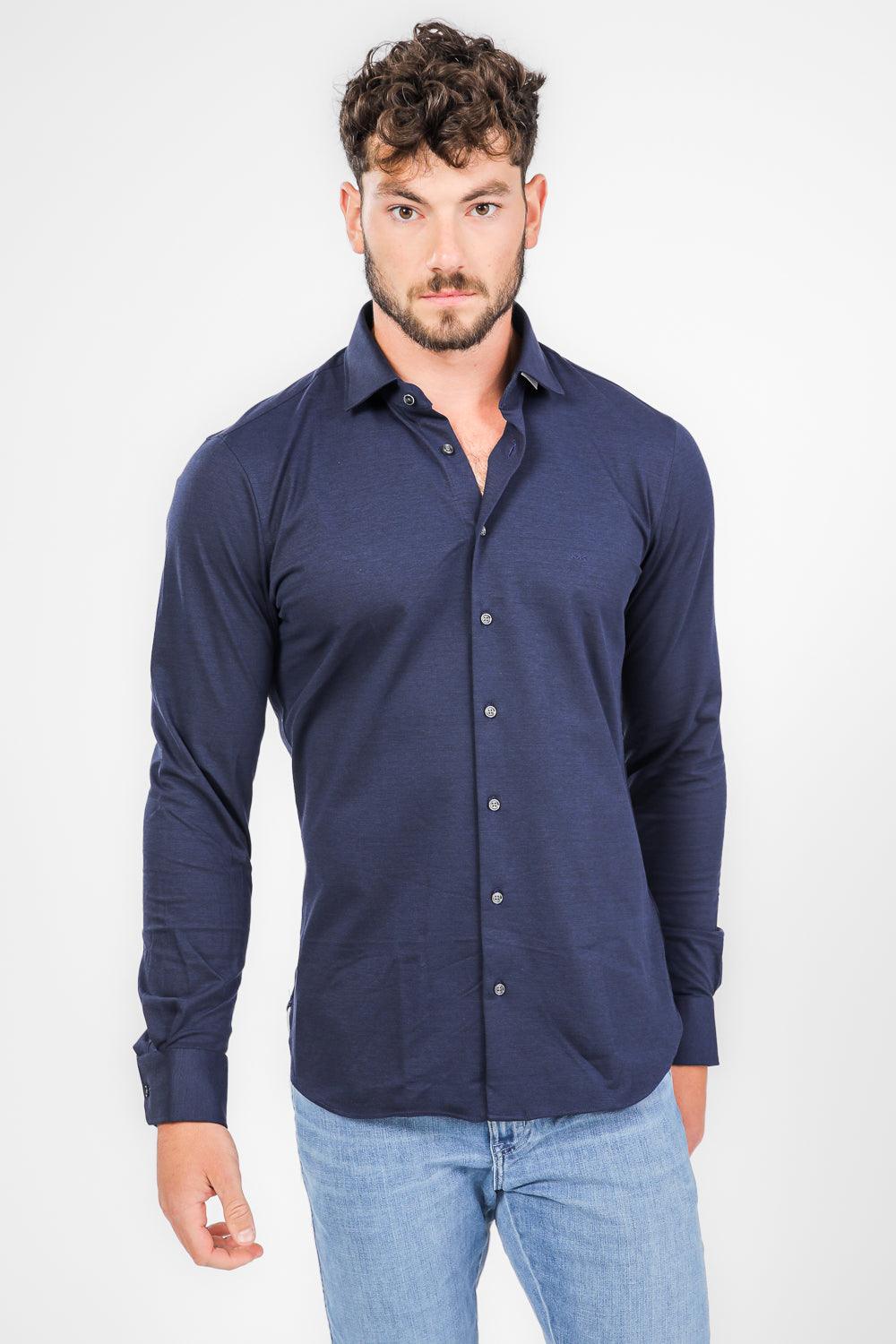 חולצה מכופתרת SOLID PIQUE SLIM בצבע נייבי - MASHBIR//365