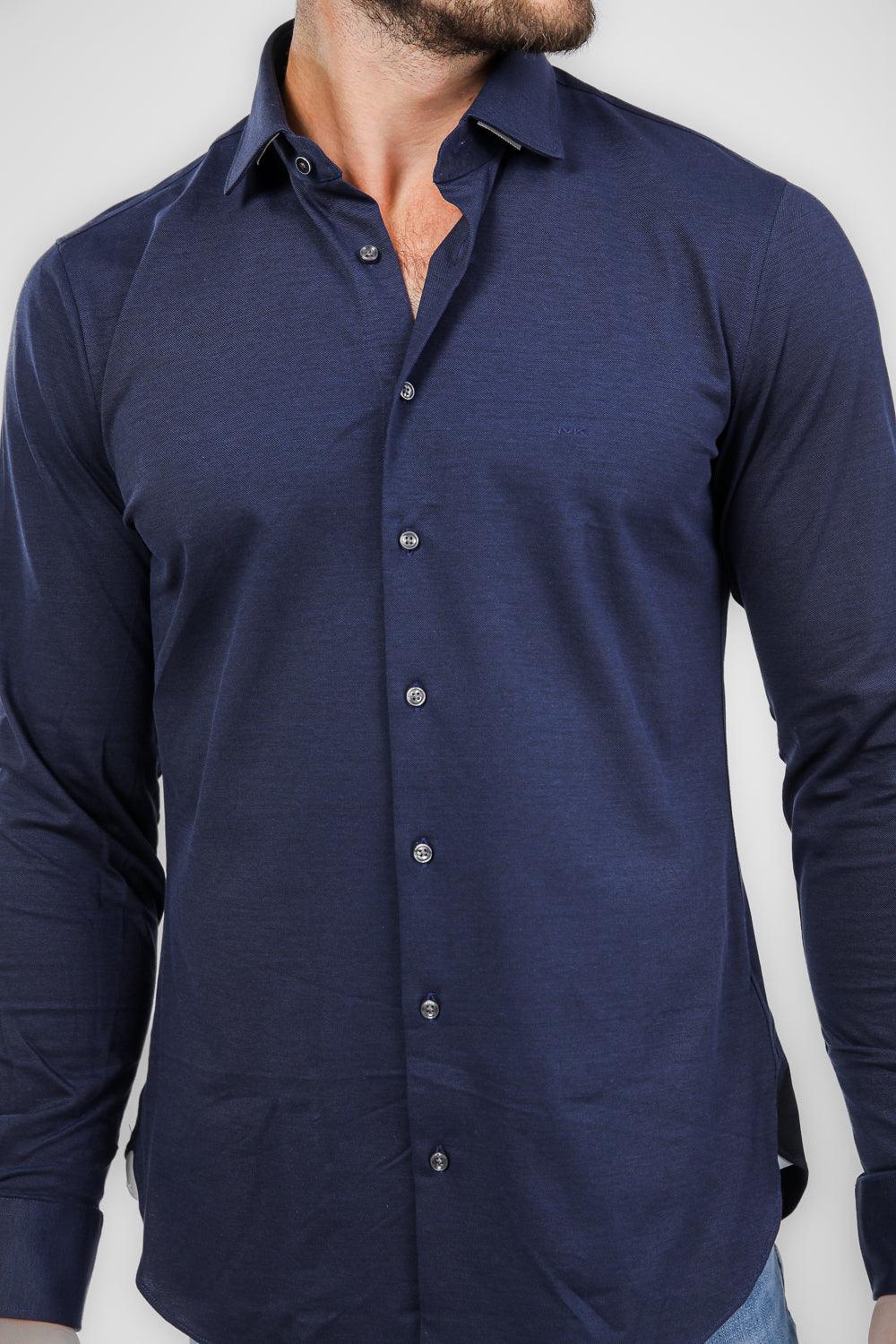 חולצה מכופתרת SOLID PIQUE SLIM בצבע נייבי - MASHBIR//365