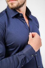 חולצה מכופתרת SOLID PIQUE SLIM בצבע נייבי - MASHBIR//365