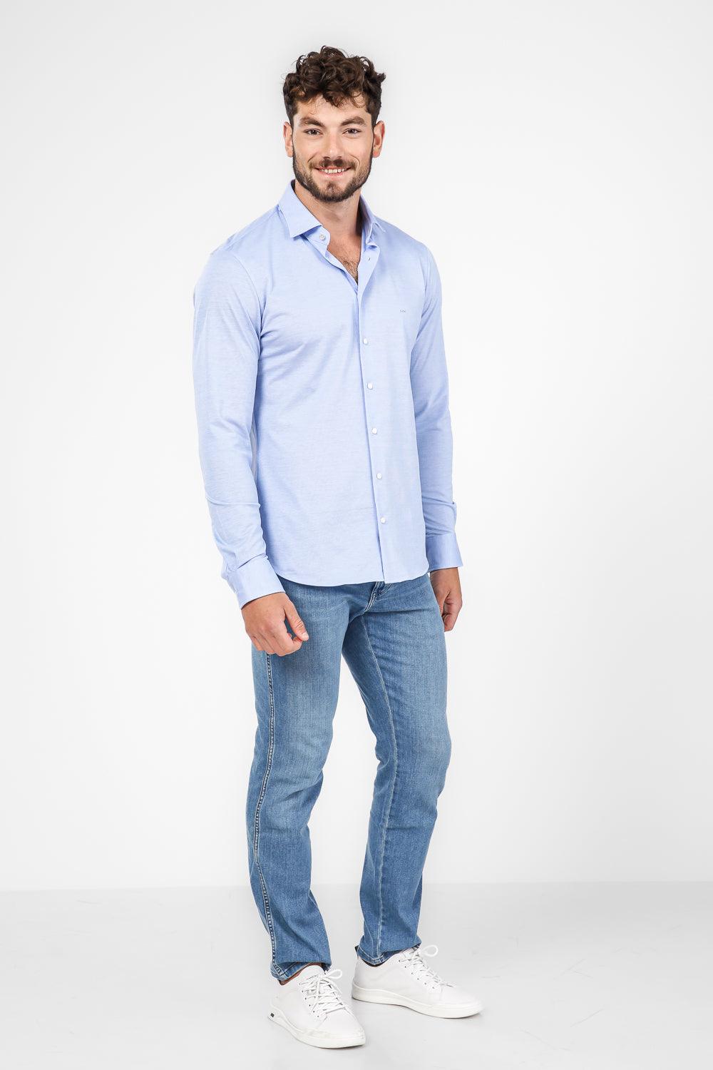 חולצה מכופתרת SOLID PIQUE בצבע תכלת - MASHBIR//365