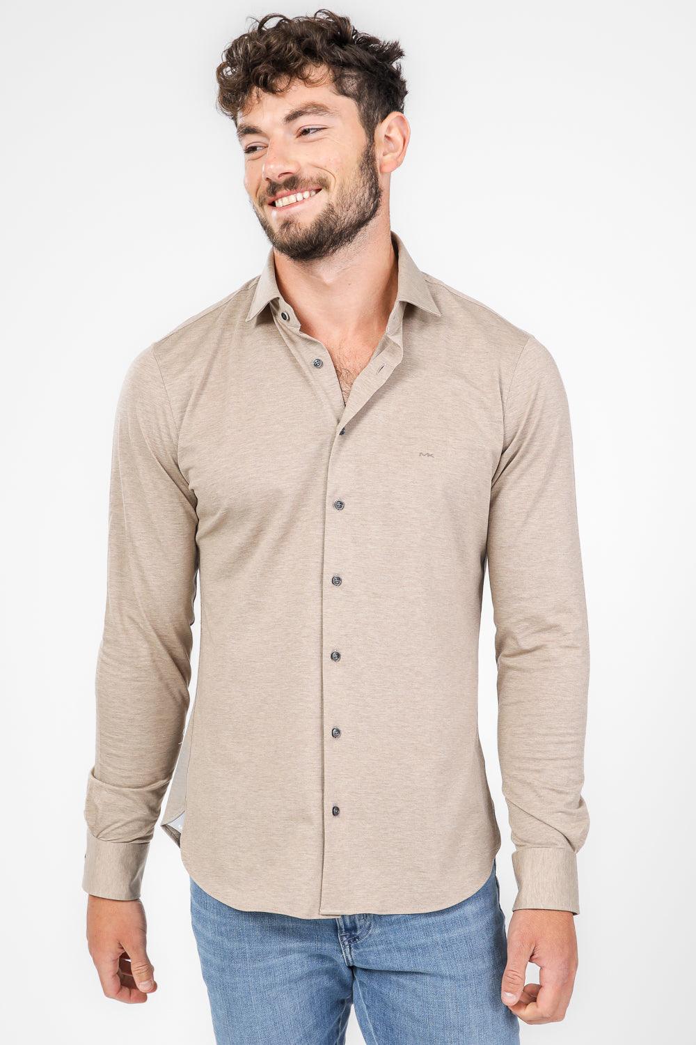 חולצה מכופתרת SOLID PIQUE SLIM בצבע בז' - MASHBIR//365