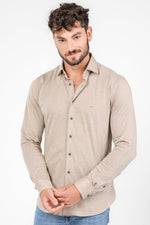 חולצה מכופתרת SOLID PIQUE SLIM בצבע בז' - MASHBIR//365