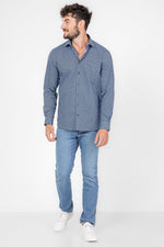 חולצה מכופתרת PRINT MODERN בצבע נייבי - MASHBIR//365