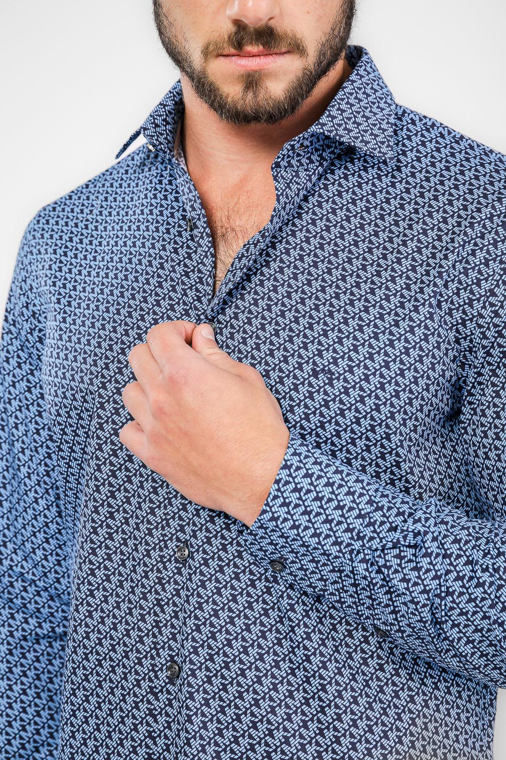 חולצה מכופתרת PRINT MODERN בצבע נייבי - MASHBIR//365