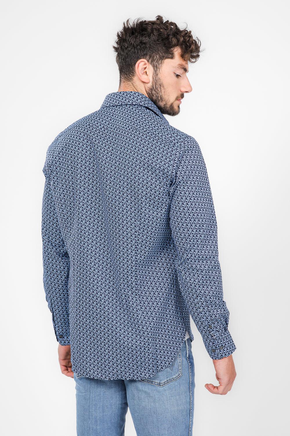 חולצה מכופתרת PRINT MODERN בצבע נייבי - MASHBIR//365