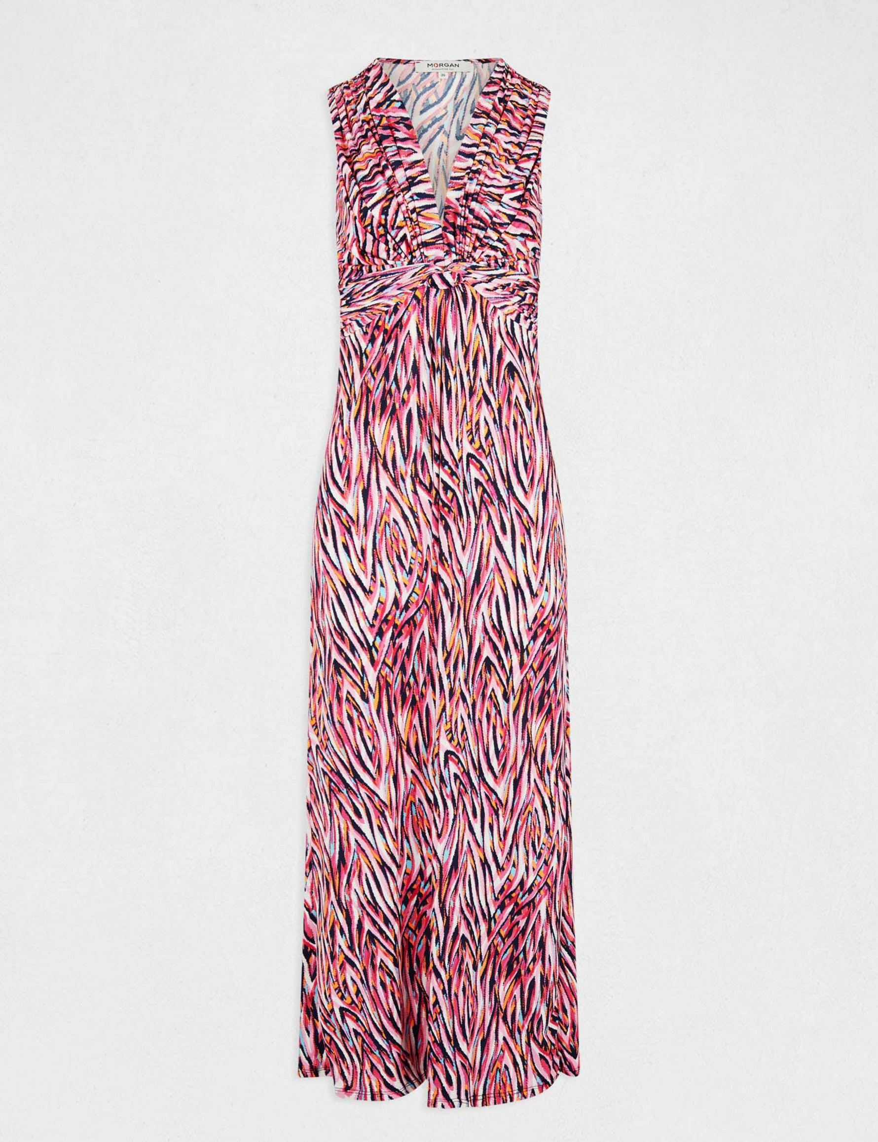 שמלת מקסי עם כיווץ בשילוב צבעים - MASHBIR//365