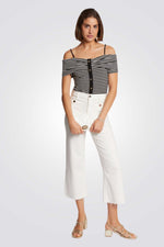 טופ אוף שולדרס הדפס פסים בצבע שחור/לבן