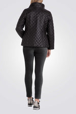 מעיל מרופד דק צווארון גבוה בצבע שחור