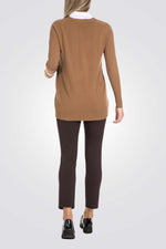 מכנסיים קרופ בסגנון טייץ בצבע חום