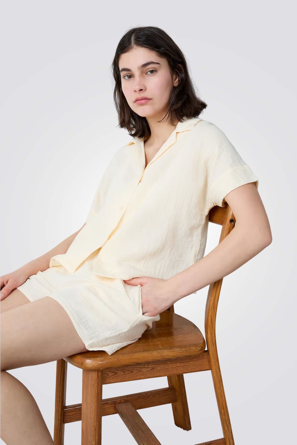 חולצת פיג'מה מכופתרת מכותנה VENICIA לנשים