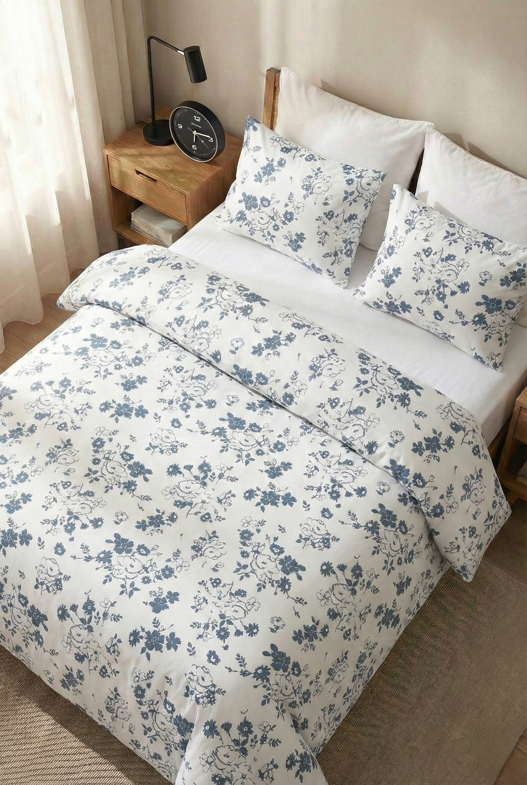 סט מצעים פלנל כותנה זוגי רחב דגם רוז 160/200 ס"מ | פרייבט קולקשיין