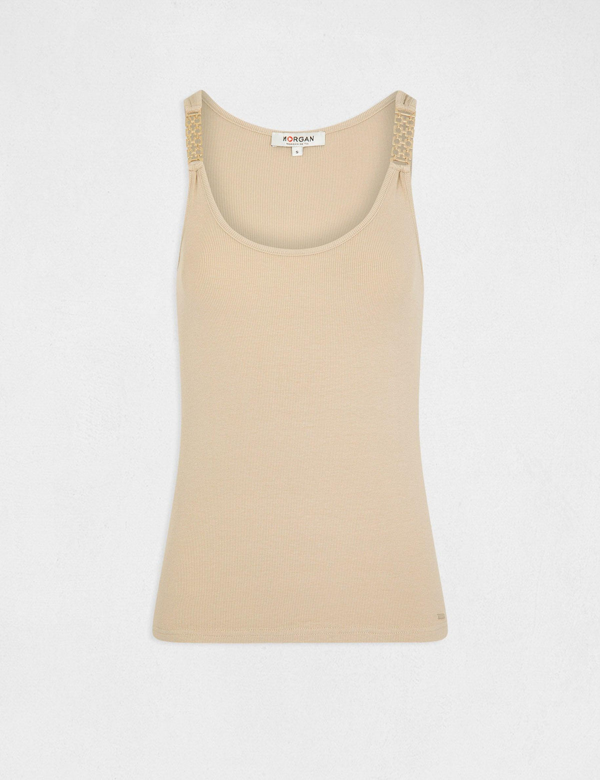 גופייה עם רצועות אבזם בצבע בז' - MASHBIR//365