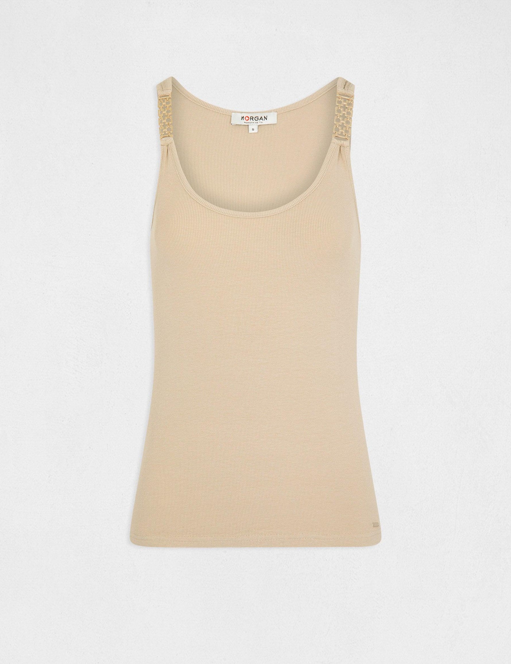 גופייה עם רצועות אבזם בצבע בז' - MASHBIR//365