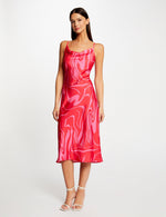 שמלת הדפס סאטן בשילוב צבעים - MASHBIR//365