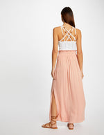 גופיית סריג עם רצועות מוצלבות בצבע לבן - MASHBIR//365